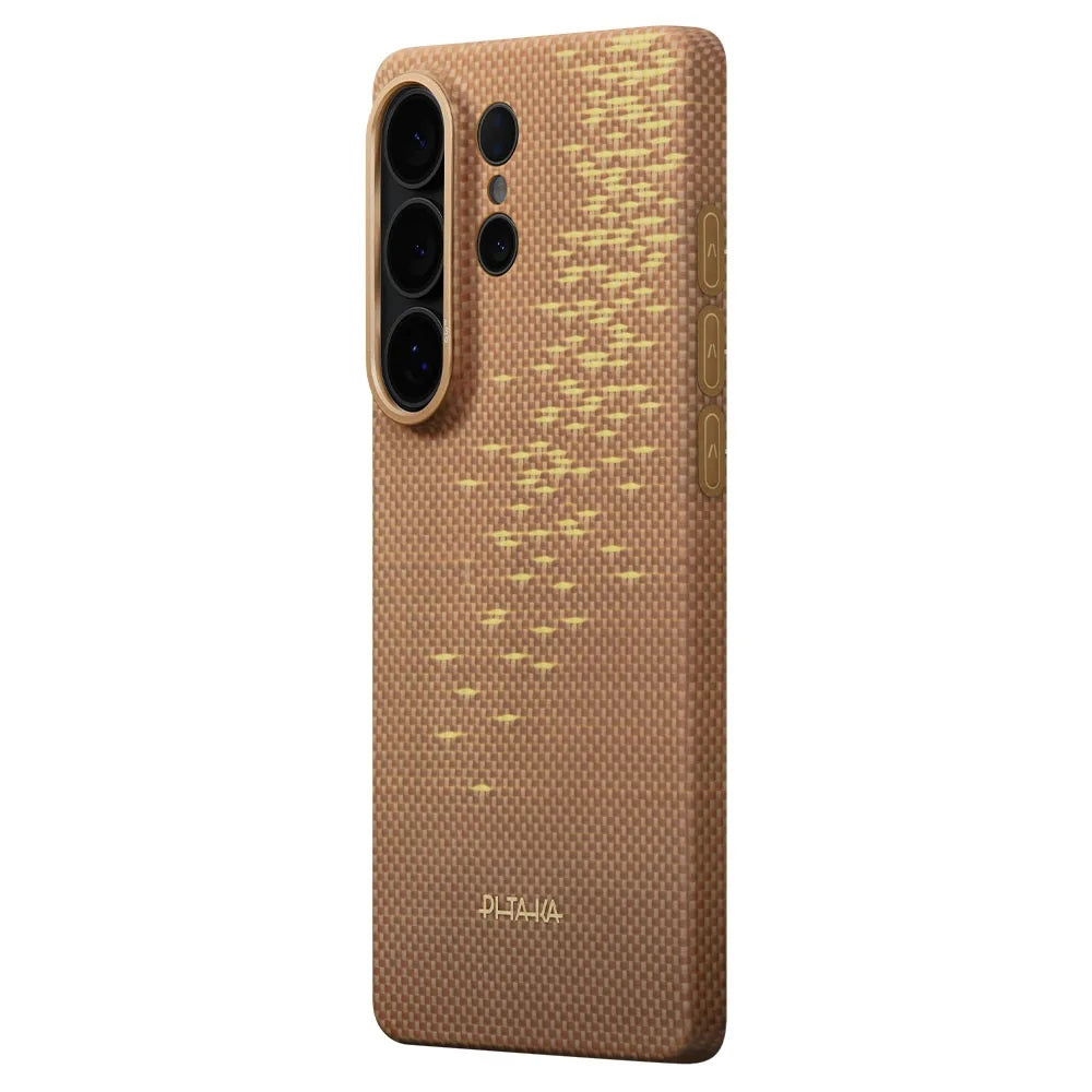 Pitaka Edge Case (Glints of Gold) เคสเส้นใยอะรามิดระดับพรีเมียมสำหรับ Galaxy S26 Ultra Golden Glint