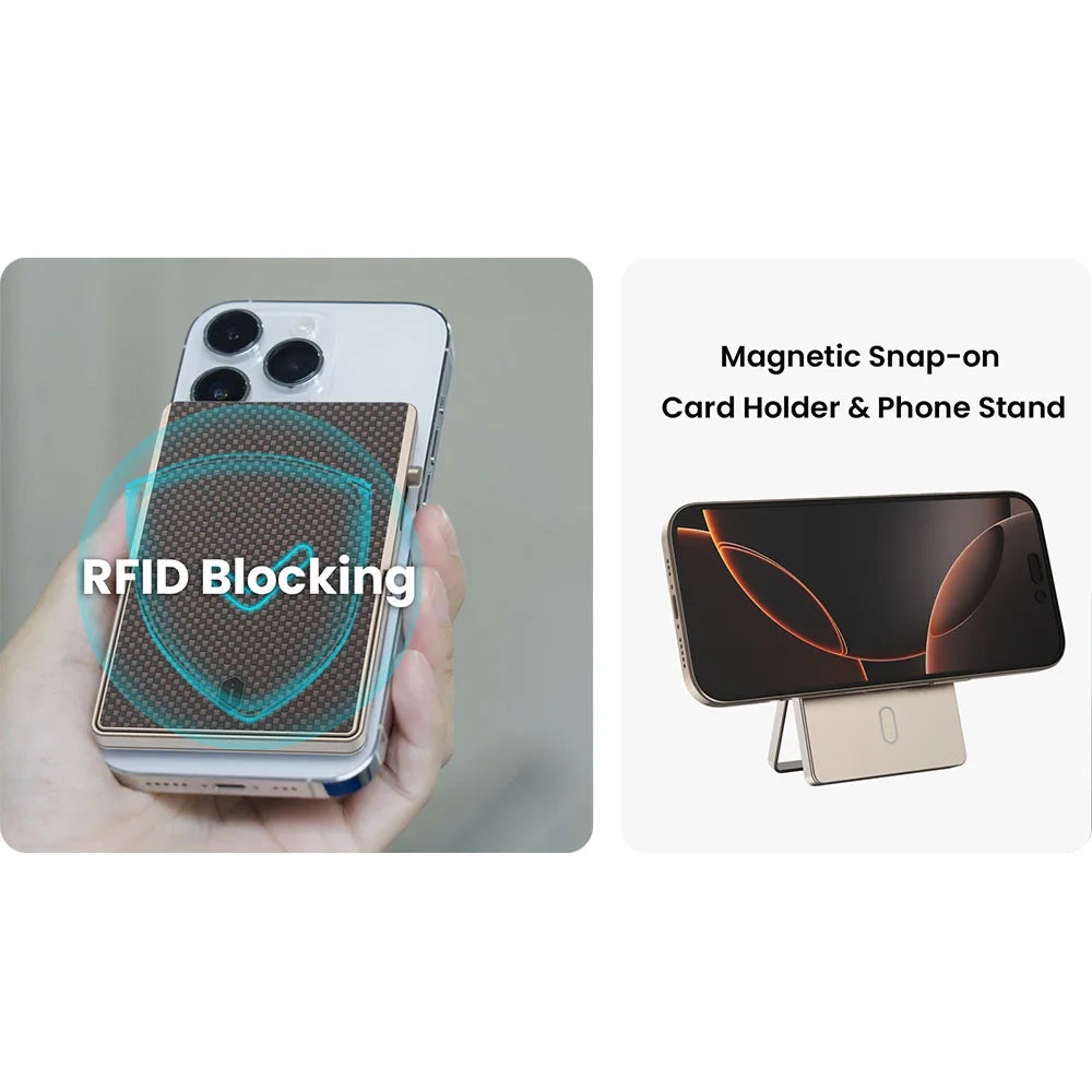 WiWU Warriors Carbon Magnetic Metal Stand ที่เก็บบัตรติดหลังมือถือ สี Orange