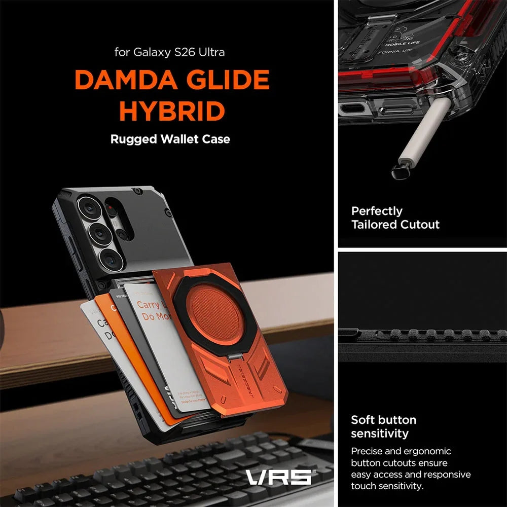 VRS Damda Glide Hybrid เคสกันกระแทกพร้อมช่องเก็บบัตรฝาสไลด์ สำหรับ Galaxy S26 Ultra