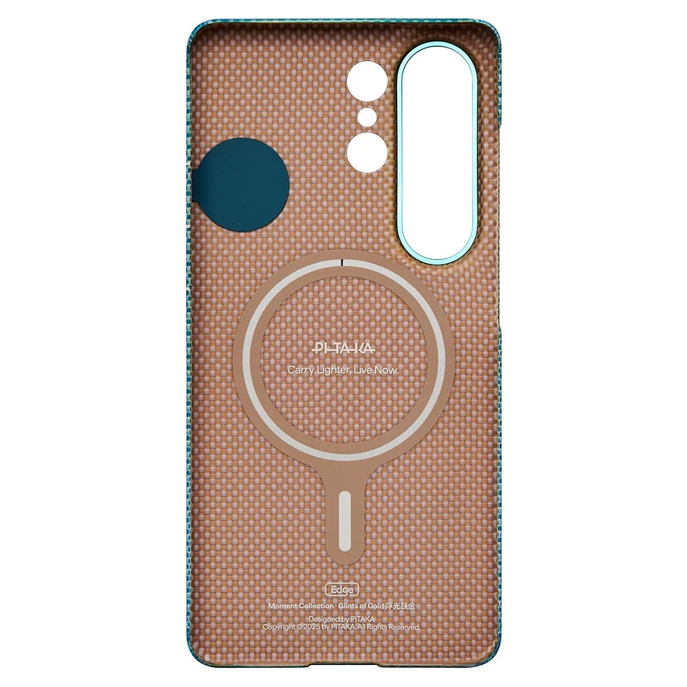 Pitaka Edge Case (Glints of Gold) เคสเส้นใยอะรามิดระดับพรีเมียมสำหรับ Galaxy S26 Ultra สี Lucid Blue