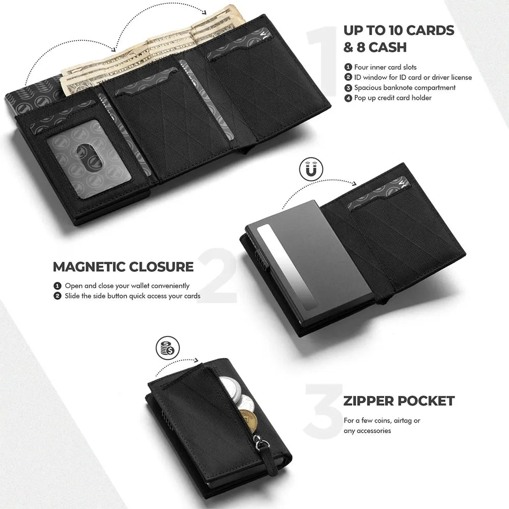 Vulkit VC302F Tri-fold Wallet กระเป๋าสตางค์ ระบบ Side-Slider ใส่บัตรสูงสุดได้ 8-10 ใบ - ประกัน 1 ปี