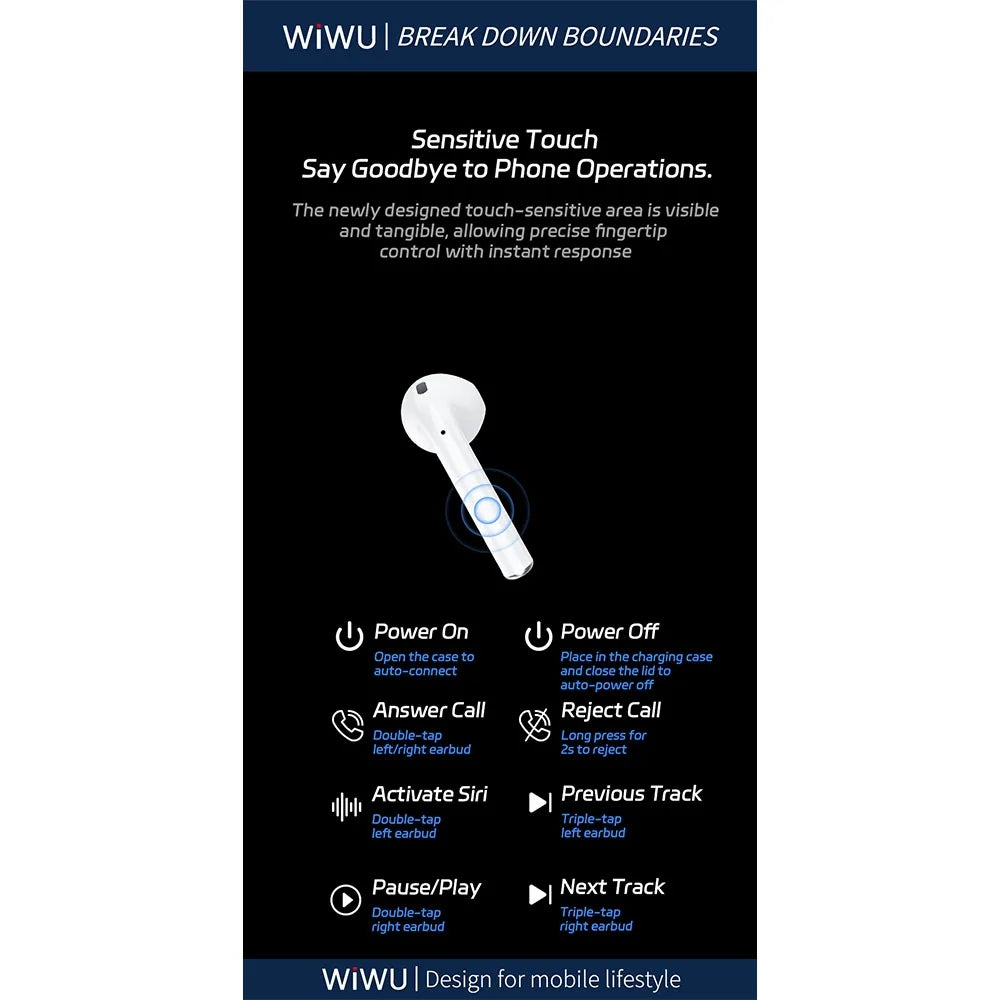 WiWU T24 True Wireless หูฟังไร้สาย