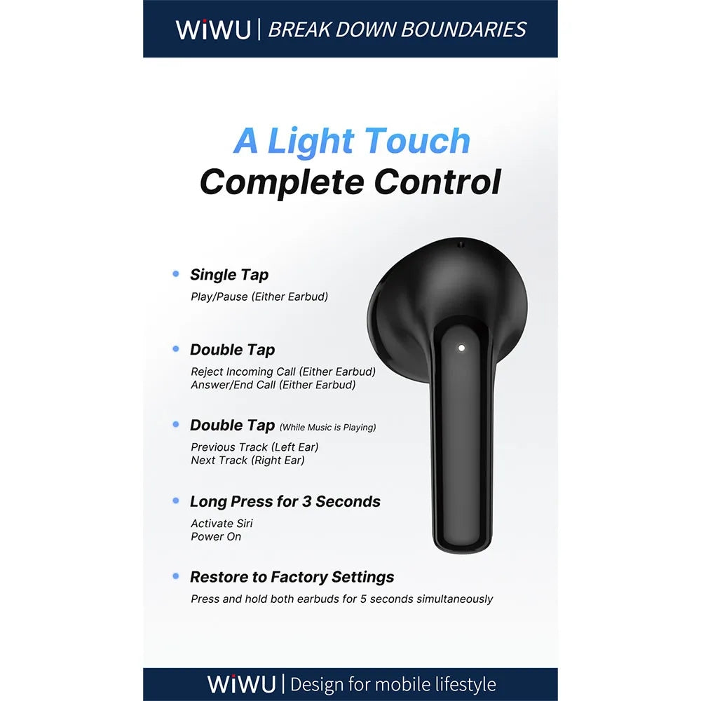 WiWU T31 ENC หูฟังไร้สาย Wireless Earbuds