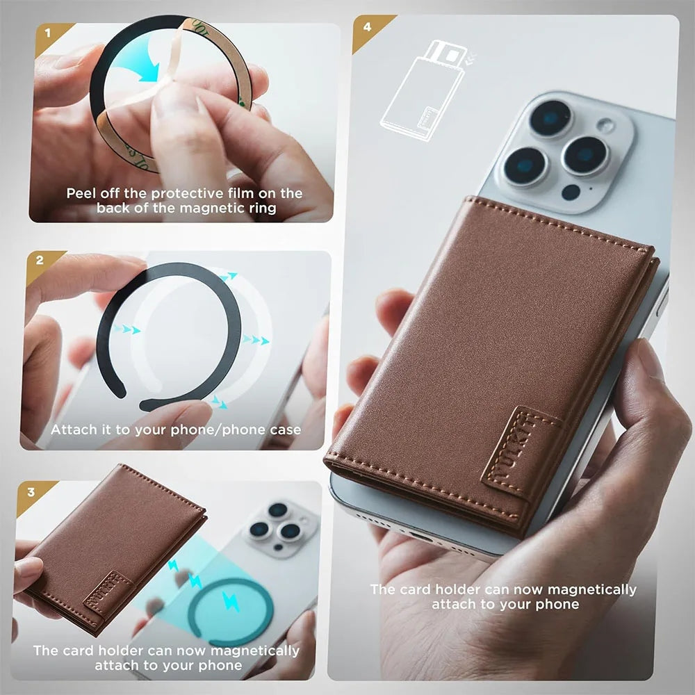 Vulkit VPA111 Magnetic Card Holder Wallet ที่เก็บบัตรติดหลังมือถือ กระเป๋าใส่บัตรแบบ Magnetic