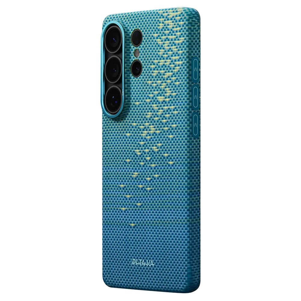 Pitaka Edge Case (Glints of Gold) เคสเส้นใยอะรามิดระดับพรีเมียมสำหรับ Galaxy S26 Ultra สี Lucid Blue