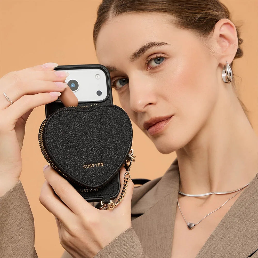 Custype Leather Case with Heart Pouch เคสกันกระแทกสำหรับ iPhone 17 Pro / 17 Pro Max