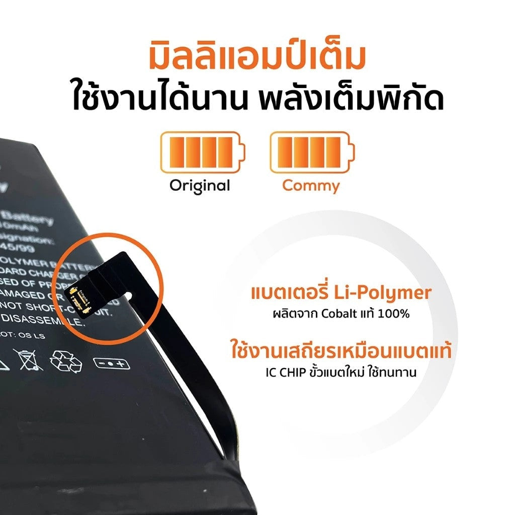 Commy แบตเตอรี่สำหรับ iPhone (ความจุมาตรฐาน)