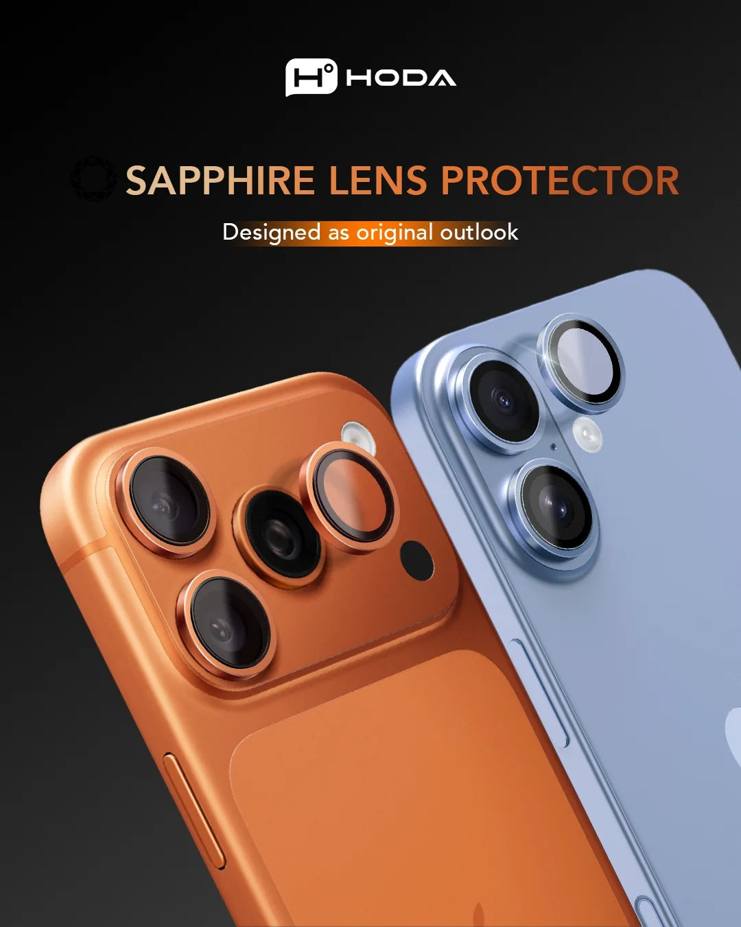 Hoda Sapphire Lens Protector (Monocular) กระจกเลนส์กล้องสำหรับ iPhone 17 Pro / 17 Pro Max/ 16 Pro/ 16 Pro Max