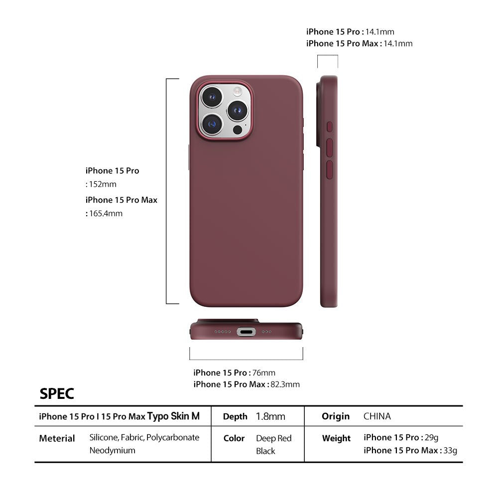 ARAREE Typo Skin M เคส สำหรับ 15 / 15 Plus / 15 Pro / 15 Pro Max  - สี Black / Deep Red