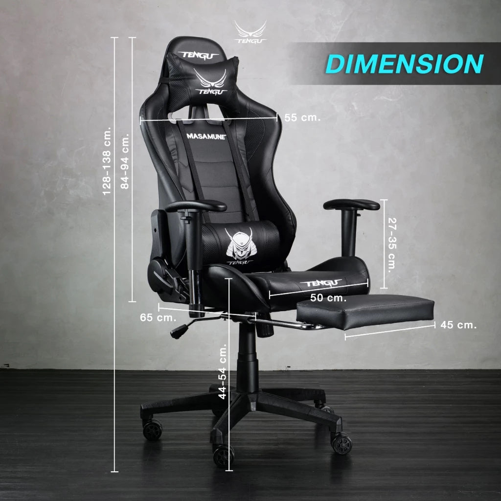 Tengu Masamune Gaming Chair เก้าอี้เกมมิ่ง ปรับเอนนอนได้ 180 องศา รับน้ำหนัก 150 กก. มีที่รองขา