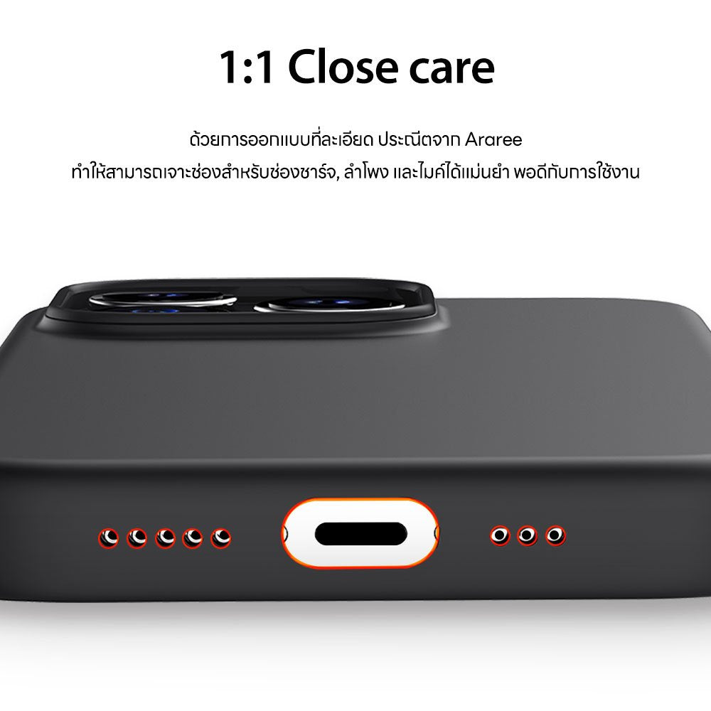 ARAREE Typo Skin M เคส สำหรับ 15 / 15 Plus / 15 Pro / 15 Pro Max  - สี Black / Deep Red