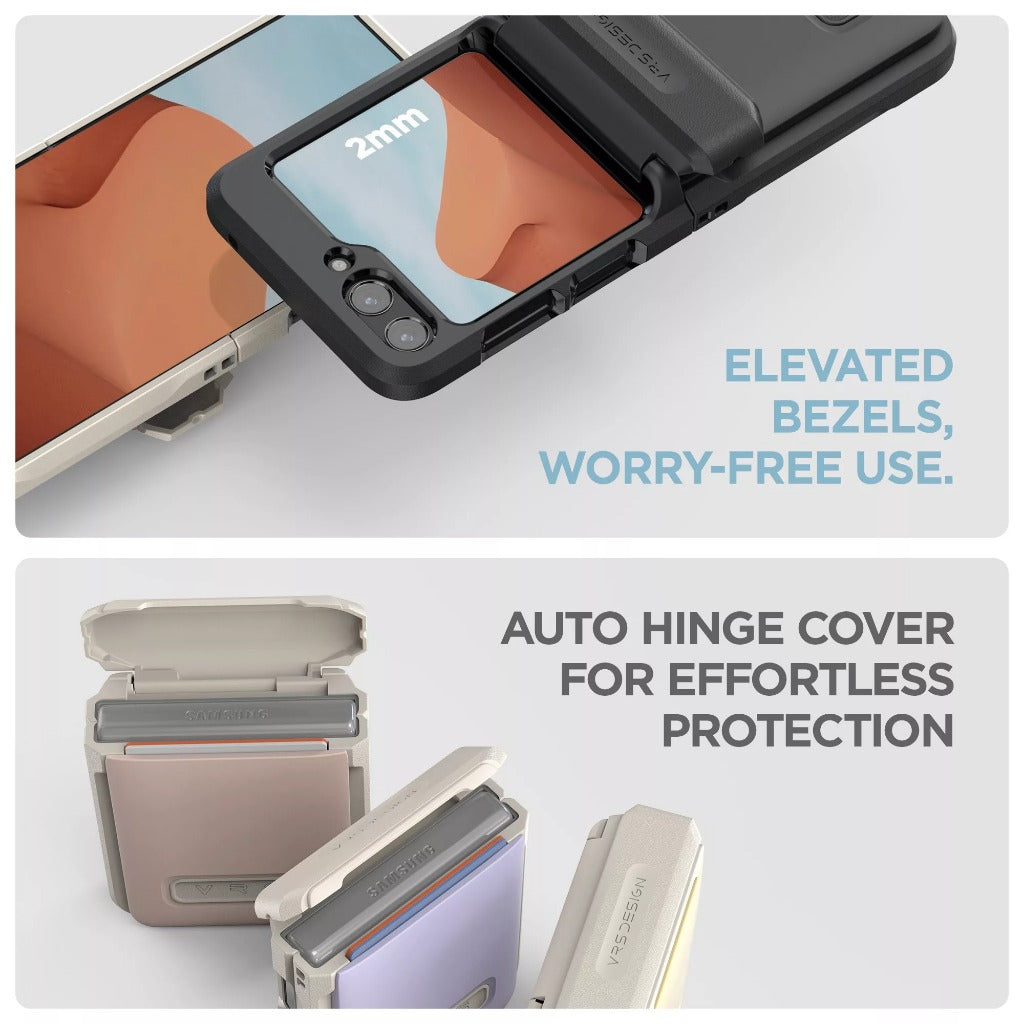 VRS D-Wallet Pebble เคสกันกระแทก สำหรับ Samsung Galaxy Z Flip 6 - มีช่องใส่บัตร