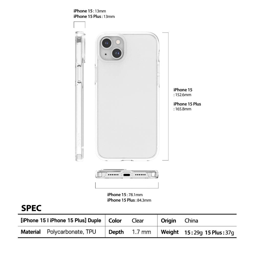 ARAREE Duple เคสใสกันกระแทก สำหรับ 15 / 15 Plus / 15 Pro / 15 Pro Max