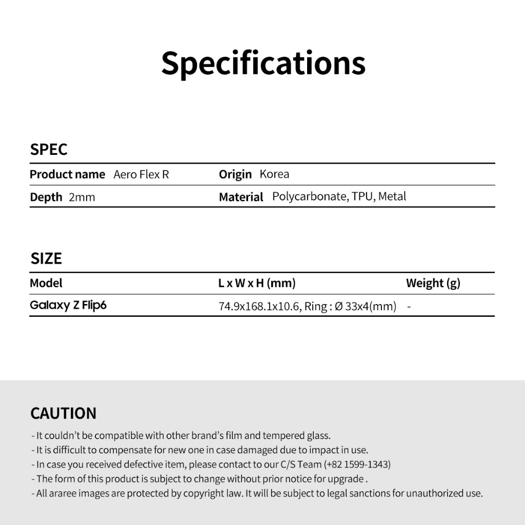 Araree Aero Flex R เคสกันกระแทก สำหรับ Samsung Galaxy Z Flip 6 - มีห่วง FINGER RING (Metal)