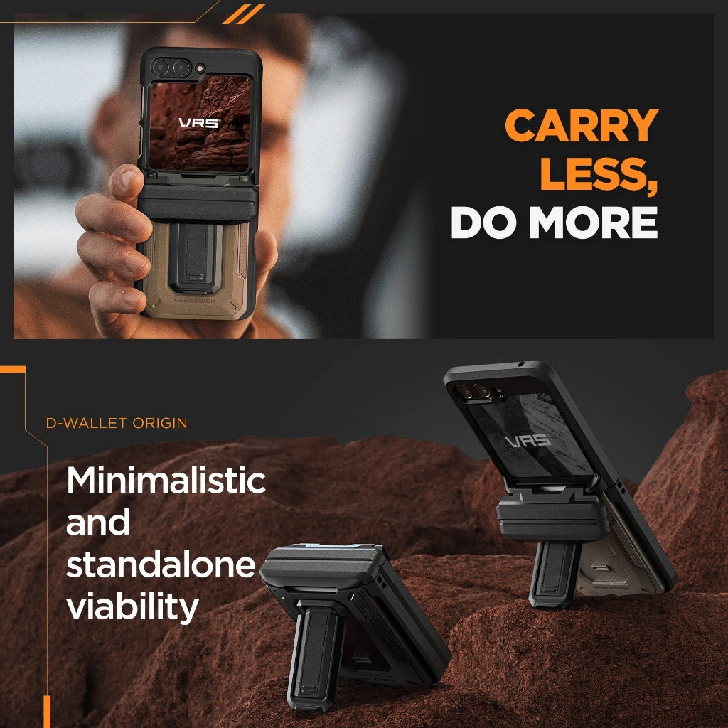 VRS D-Wallet Origin เคสกันกระแทก สำหรับ Samsung Galaxy Z Flip 6 - มีช่องใส่บัตรและขาตั้งในตัว