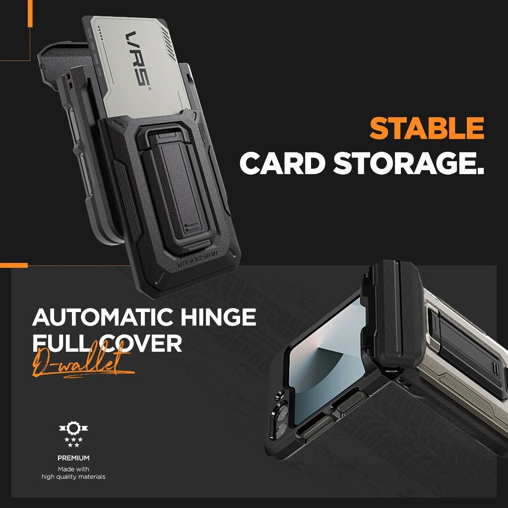 VRS D-Wallet Origin เคสกันกระแทก สำหรับ Samsung Galaxy Z Flip 6 - มีช่องใส่บัตรและขาตั้งในตัว