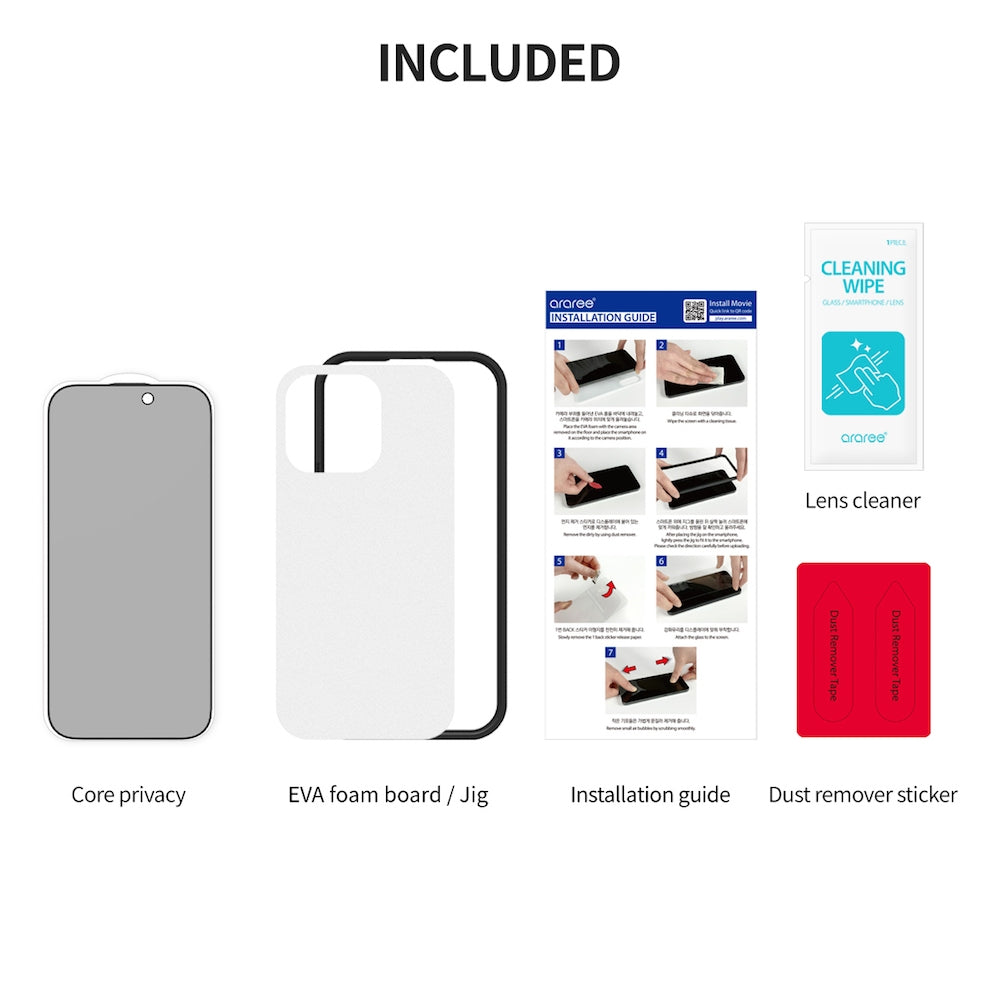 ARAREE CORE PRIVACY ฟิล์มกระจกกันแอบมอง สำหรับ 16 / 16 Plus / 16 Pro / 16 Pro Max