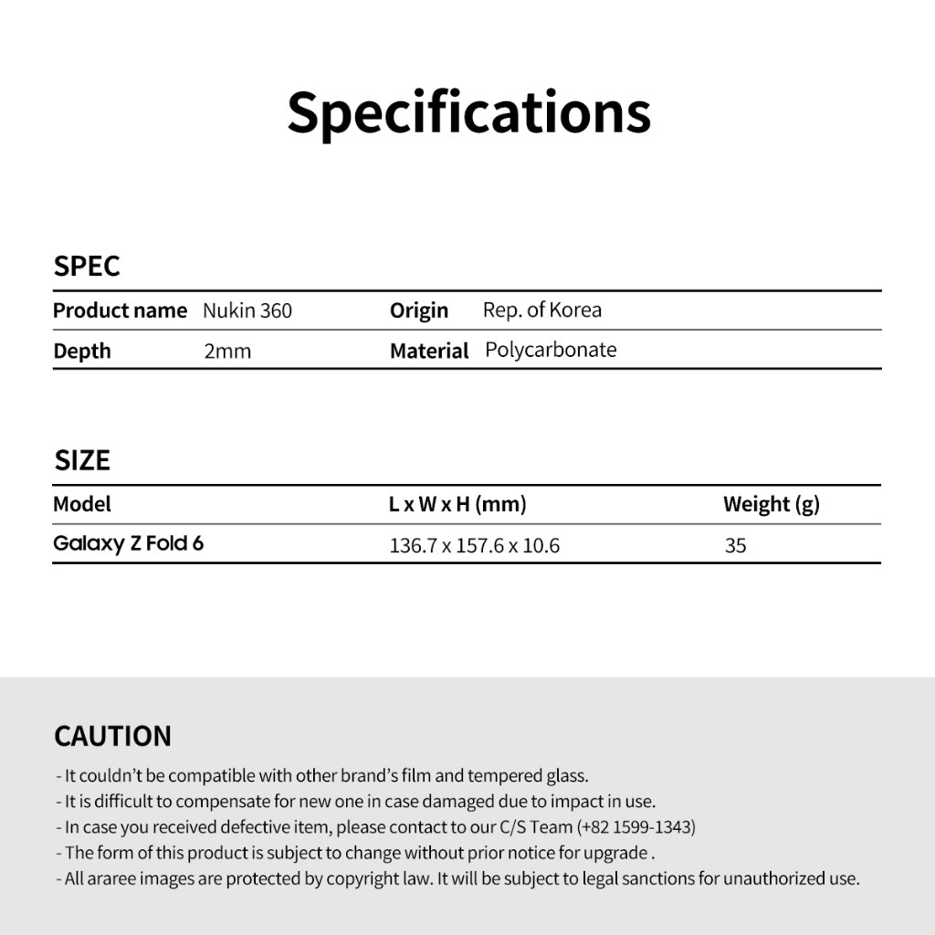 Araree Nukin 360 เคสใสกันกระแทก สำหรับ Samsung Galaxy Z Fold 6