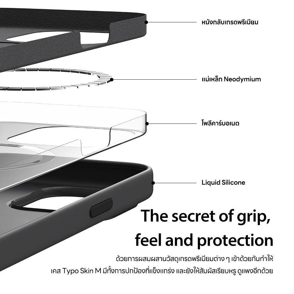 ARAREE Typo Skin M เคส สำหรับ 15 / 15 Plus / 15 Pro / 15 Pro Max  - สี Black / Deep Red