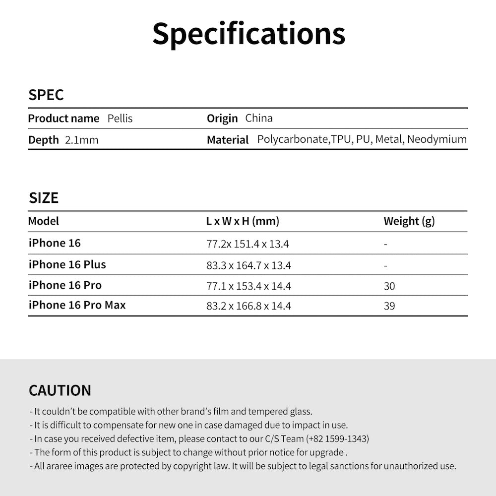 ARAREE PELLIS เคสหนังพรีเมียมสำหรับ 16 / 16 Plus / 16 Pro / 16 Pro Max