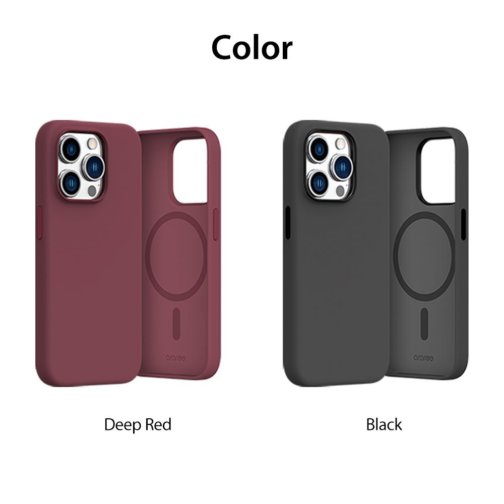 ARAREE Typo Skin M เคส สำหรับ 15 / 15 Plus / 15 Pro / 15 Pro Max  - สี Black / Deep Red