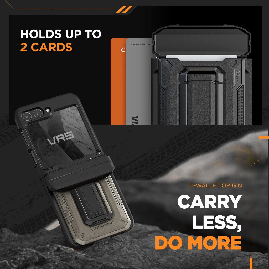 VRS D-Wallet Origin เคสกันกระแทก สำหรับ Samsung Galaxy Z Flip 6 - มีช่องใส่บัตรและขาตั้งในตัว
