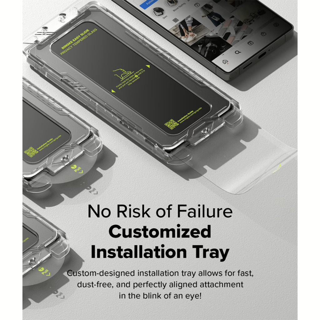 Ringke Easy Slide Privacy Tempered Glass ฟิล์มกระจก 2 แผ่นพร้อมอุปกรณ์ติดตั้งสำหรับ Galaxy S25 Ultra