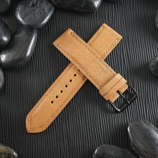 Tanvo สายนาฬิกาหนังแท้ งาน Handmade หนังฟอกฝาดนำเข้าจากอิตาลี ขนาด 22 มม แถมข้อต่อสำหรับ Apple Watch