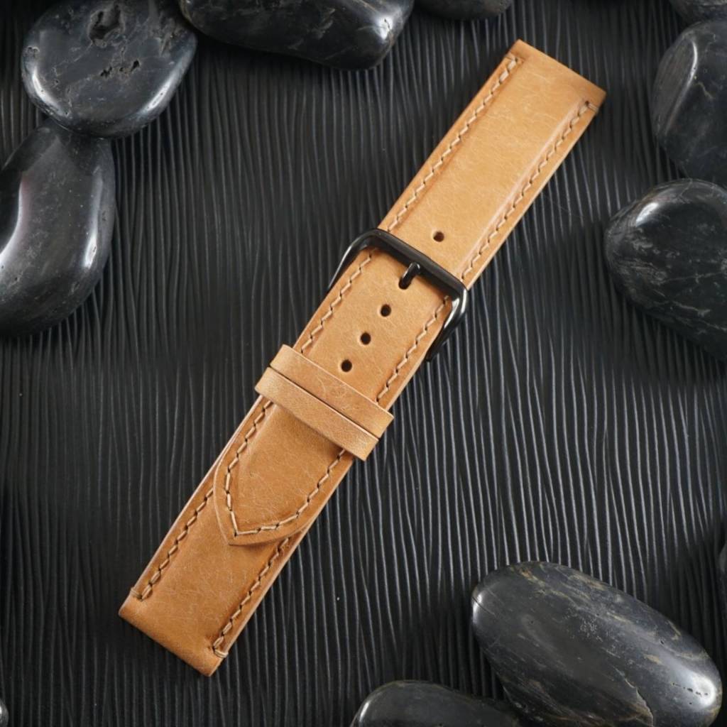 Tanvo สายนาฬิกาหนังแท้ งาน Handmade หนังฟอกฝาดนำเข้าจากอิตาลี ขนาด 22 มม แถมข้อต่อสำหรับ Apple Watch