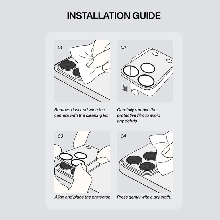 Ples Camera Lens Full Edge Coverage กระจกเลนส์กล้องสำหรับ iPhone 17 / 17 Air / 17 Pro / 17 Pro Max (พร้อมชุดทำความสะอาด)