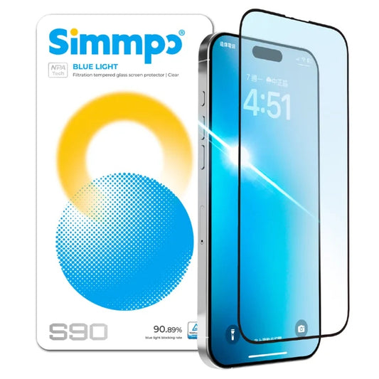 Simmpo Anti Blue Light Clear ฟิล์มกระจกสำหรับ iPhone 17 / 17 Air / 17 Pro / 17 Pro Max / 16 Pro / 16 Pro Max กรองแสงสีฟ้าสูงสุด 90%